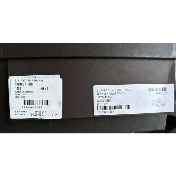 Bottega Veneta Mens Leather Black Sneakers 12.5 US (45.5 Euro) 578305 NIB $950